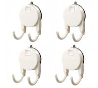 4 crochets à ventouse avec verrou sécurisé pour salle de bain et cuisine, pour accrocher des serviettes et des peignoirs sur des portes en verre et des murs lisses non poreux (blanc)