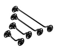 4 crochets de cabine en acier inoxydable, verrou porte grange vintage robuste et boucle fenêtre coulissante, quincaillerie verrouillage domestique for portail (noir, 8 pouces)(Black,16inch)