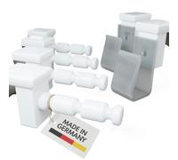 4 crochets de fenêtre avec entretoise 10-27 mm pour décoration sans perçage ni collage (blanc, M, Plus: 4 crochets de fenêtre avec écarteur + 2 supports pour boîtiers à piles)