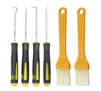 4 Crochets Pour Joints D'Huile De Voiture, 2 Brosses Jaunes, Crochets Avec Poignées, Outils De Crochet De Voiture Professionnels, Au Démontage Et À L'Installation De Joints.