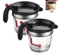 4-Cup Fat Separator with Bottom Release, Fat Separator for Cooking, Easy Oil Gadgets with Strainer for Healthier Gravy & Soup (2pcs)