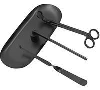 4 dans 1 Bougie Accessoire Ensemble-Bougie Wick Trimmer, Bougie Wick Ourse, bougie Mèche Éteignoir et Bac De Stockage De Plaque, Bougie Soins Kit Cadeau pour Bougie et Aromathérapie Amoureux (Black)
