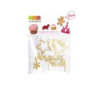 4 décorations dorées pour gâteau de Noël Scrapcooking