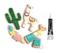 4 Découpoirs à biscuits Lama + Stylo de glaçage noir Scrapcooking