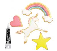 4 Découpoirs à biscuits Licorne + Stylo de glaçage noir Scrapcooking