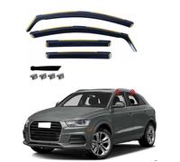 4 Déflecteurs de Vent Pluie d'air Noir Fumé Transparent Vitres Voiture Compatible avec Audi Q3 I (2012-2018)