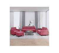 vidaXL 4-delige Loungeset fluweel wijnrood3201948 Rouge G