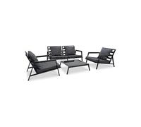 Vidaxl Salon De Jardin 4 Pcs Avec Coussins Aluminium Gris Foncé Gris