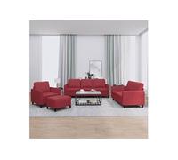 Vidaxl Ensemble De Canapés 4 Pcs Et Coussins Rouge Bordeaux Similicuir Multicolore