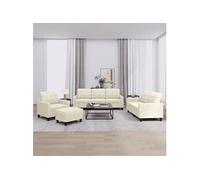 Vidaxl Ensemble De Canapés 4 Pcs Avec Coussins Crème Similicuir