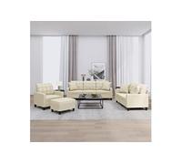 Vidaxl Ensemble De Canapés 4 Pcs Avec Coussins Crème Similicuir