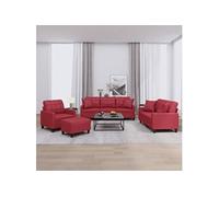vidaXL 4-delige Loungeset met kussens kunstleer wijnrood3201356 Rouge G