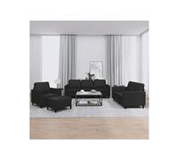 Vidaxl Ensemble De Canapés 4 Pcs Avec Coussins Noir Similicuir Noir