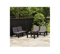 Vidaxl Salon De Jardin 4 Pcs Avec Coussins Plastique Gris Gris