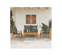 4-delige Loungeset met kussens massief acaciahout3211796