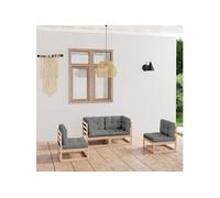 4-delige Loungeset met kussens massief grenenhout3076429