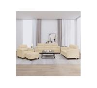 Vidaxl Ensemble De Canapés 4 Pcs Avec Coussins Crème Tissu Microfibre