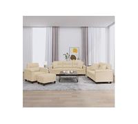 4-delige Loungeset met kussens microvezelstof crÃmekleurig3202312