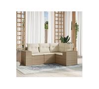 4-delige Loungeset met kussens poly rattan beige3254845
