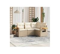 vidaXL 4-delige Loungeset met kussens poly rattan beige3259174 Beige G