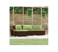 Vidaxl Salon De Jardin 4 Pcs Avec Coussins Marron Résine Tressée Marron