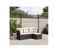 4-delige Loungeset met kussens poly rattan bruin3263119