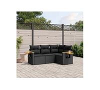 4-delige Loungeset met kussens poly rattan zwart3259171