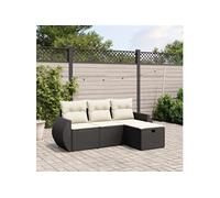 Vidaxl Salon De Jardin 4 Pcs Avec Coussins Noir Résine Tressée