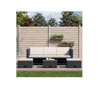 4-delige Loungeset met kussens poly rattan zwart43104