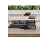 vidaXL 4-delige Loungeset met kussens staal antracietkleurig3186869 Anthracite G