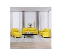 vidaXL Ensemble de canapés 4 pcs avec coussins jaune clair tissu