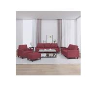 Vidaxl Ensemble De Canapés 4 Pcs Avec Coussins Rouge Bordeaux Tissu Rouge