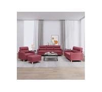 vidaXL 4-delige Loungeset met kussens stof wijnrood3201550 Rouge