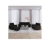 vidaXL Ensemble de canapés 4 pièces avec coussins – tissu noir