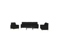 vidaXL Ensemble de canapés 4 pcs repose-pied et coussins décoratifs, canapé, siège de canapé, canapé relax, canapé confort, fauteuil de télévision Noir