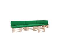 Vidaxl Salon De Jardin Palette 4pcs Avec Coussins Bois De Pin Impr¿¿Gn¿¿