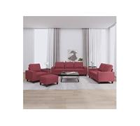 Vidaxl Ensemble De Canapés 4 Pcs Rouge Bordeaux Tissu Rouge