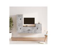 vidaXL 4-delige Tv-meubelset bewerkt hout betongrijs3188610 Gris G