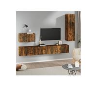 4-delige Tv-meubelset bewerkt hout gerookt eikenkleurig3114331