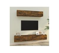 vidaXL 4-delige Tv-meubelset bewerkt hout gerookt eikenkleurig3114539 Marron G