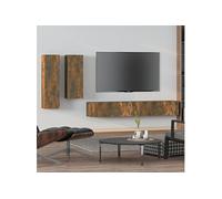 4-delige Tv-meubelset bewerkt hout gerookt eikenkleurig3114635