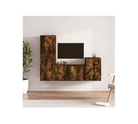 vidaXL 4-delige Tv-meubelset bewerkt hout gerookt eikenkleurig3188611 Marron G