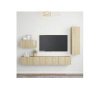 vidaXL Ensemble de meubles TV 4 pcs Chêne sonoma Bois d'ingénierie Multicolore