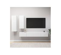 Vidaxl Ensemble De Meuble Tv 4 Pcs Blanc Bois D'ingénierie Blanc