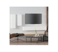vidaXL 4-delige Tv-meubelset bewerkt hout wit3114630 Blanc G