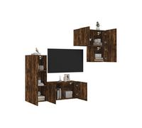 4-delige Tv-wandmeubelset bewerkt hout gerookt eikenkleurig3216432