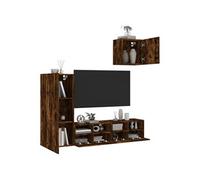 vidaXL 4-delige Tv-wandmeubelset bewerkt hout gerookt eikenkleurig3216504 Marron G