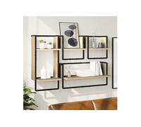 vidaXL 4-delige Wandschappenset met stangen bewerkt hout sonoma eiken836309 Marron G