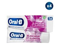4 Dentifrices Oral-B 3d White Advanced Luxe Blancheur Et Glamour 75ml