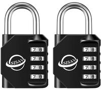 4 Digit Combination Padlock For Outdoor Use,School Gym Locker,Sports Locker,Fence Gate,Gate,Latches And Tool Box,Black (2 Pieces)